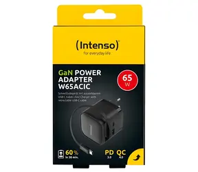 INTENSO W65ACIC čierna / Nabíjačka / 65W GaN / USB-C + USB-A / PD 3.0
