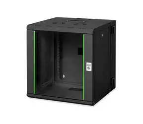 Digitus Unique čierna / Nástenný rozvádzač / 12U / 643x600x600 mm / sklenené dvere / IP20