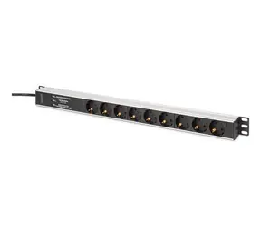 Digitus DN-95438 PDU 19" 9 zásuviek čierna / hliník / Napájacia lišta / 1U / 3600W / 2m kábel