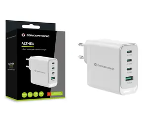 Conceptronic ALTHEA22W100 biela / USB nabíjací adaptér / 3x USB-C / 1x USB-A / 100 W / GaN / PD 3.0, PPS