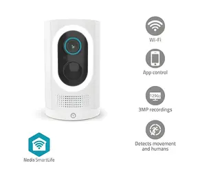 Nedis WIFICBO33WT biela / Vonkajšia kamera / Wi-Fi / SmartLife / 3MP Full HD 1296p / IP65 / Reflektor