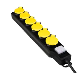 LogiLink predlžovací kábel 6x zásuvka IP44 čierno-žltá / Predlžovací kábel / 6 zásuviek / 1,5 m / 16 A / 3600 W