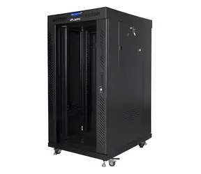 Lanberg 22U 19" čierny / Stojanový rozvádzač / 600x800 mm / Flat pack / Sklenené dvere