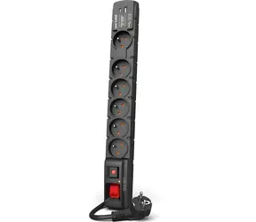 Acar S6 čierna / Predlžovací panel / 6 zásuviek / USB PD 3.0 / QC / 1.5 m