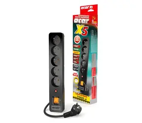 Acar X5 / Prepäťová ochrana / 5 zásuviek / 1,5 m / 10 A