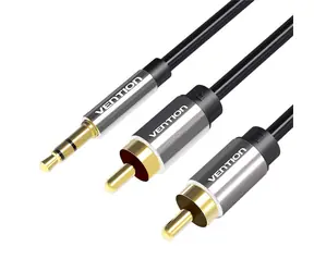 Vention BCFBD 3,5 mm jack-2xRCA čierna / Audio kábel / 0,5 m / pozlátený konektor