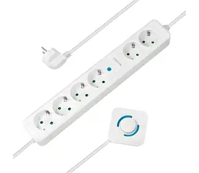LogiLink LPS271 biela / Predlžovací prívod / 6 zásuviek / 1,5 m / nožný vypínač