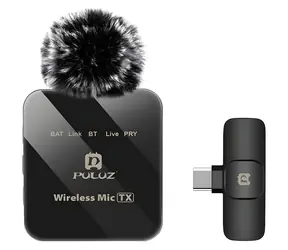 Puluz PU648B čierna / Klopový mikrofón / sada 2 ks / bezdrôtový / USB-C / 2.4 GHz