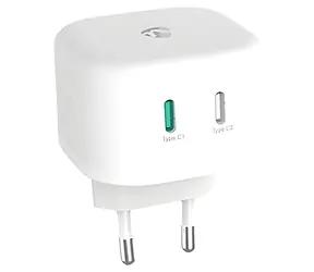 Nedis GaN 45W biela / Sieťová nabíjačka / 2x USB-C / PD3.0