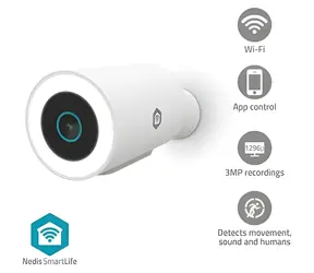 Nedis WIFICO15CWT biela / Múdra vonkajšia kamera / Wi-Fi / SmartLife / 3MP Full HD 1296p / IP65 / Snímač pohybu