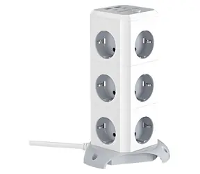 BlitzWolf BW-EC3 / Vertikálny predlžovací kábel / 12 zásuviek / 2x USB-A + 2x USB-C / 1,8 m