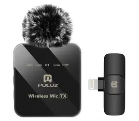 Puluz PU647B čierna / Klopový mikrofón / bezdrôtový / sada 2 ks / Lightning / 2,4 GHz