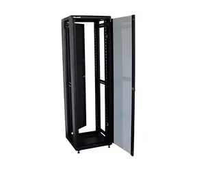 Xtendlan 47U/600x800 čierny / Stojanový rozvádzač / sklenené dvere / plný chrbát
