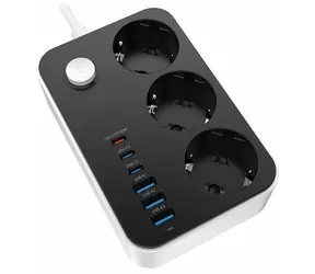 Colorway Zásuvková lišta 3x Schuko / Zásuvková lišta / 3x USB-C 20W / 3x USB-A / kábel 2 m