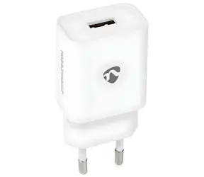 Nedis sieťová nabíjačka USB-A biela / Sieťová nabíjačka / 12 W / 5 V / 2,4 A / rýchle nabíjanie