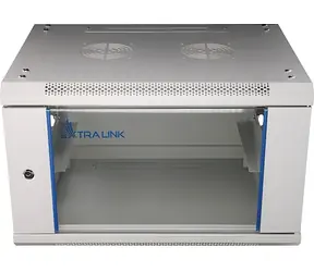 Extralink EX.8567 sivá / Nástenný rozvádzač / 19" / 6U / 600x600 mm / sklenené dvere
