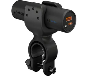 Goobay Bike-Power 5.0 čierna / Powerbanka / 5000 mAh / USB-C PD / LED svietidlo / držiak na bicykel