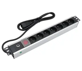 Xtendlan 19" rozvodný panel 7x230V / Rozvodný panel / ČSN / vypínač / nadprúdová ochrana / 16A/C20 / kábel 1,8 m