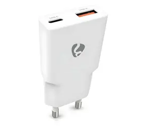 Nedis 20W biela / Sieťová nabíjačka / USB-C, USB-A / PD3.0 / rýchle nabíjanie