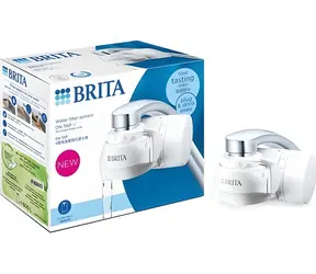 Brita ON TAP V biela / Filtračný systém na vodovodnú batériu / 4 stupne filtrácie / 600 l / 5 adaptérov