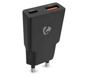 Nedis 20W čierna / Sieťová nabíjačka / USB-C, USB-A / PD3.0 / rýchle nabíjanie