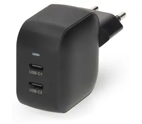 Nedis GaN 35W čierna / Sieťová nabíjačka / 2x USB-C PD3.0 / rýchle nabíjanie