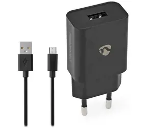 Nedis 5 W čierna / Sieťová nabíjačka / USB-A / kábel Micro USB 1 m