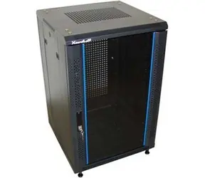 Xtendlan 18U/600x800 čierny / Stojanový rozvádzač / 19" / sklenené dvere / perforovaný chrbát