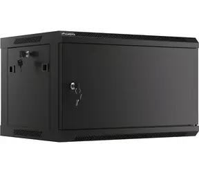 Lanberg WF01-6406-00B čierna / Nástenný rozvádzač 19" / 6U / 600×450 mm / kovové dvere / flat pack
