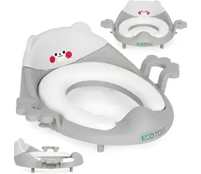 ECOTOYS Záchodová doska pre deti sivé / Nadstavec na WC / protišmykové / madlá