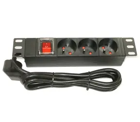 Xtendlan 10" rozvodný panel 3x230V čierna / Predlžovací prívod / 3 zásuvky / vypínač / 1,8 m