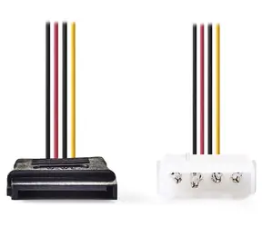 Nedis redukcia napájania SATA 15-pin - Molex 4-pin / Napájací kábel / 15 cm