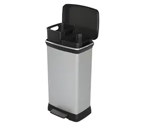 Curver Deco Bin Duo strieborný / Odpadkový kôš / 2 x 23 l / dve komory na triedený odpad