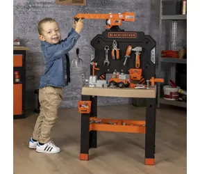 Smoby Pracovná dielňa Black+Decker so žeriavom / 85 dielov príslušenstva / od 3 rokov