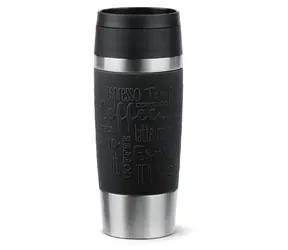 Emsa Travel Mug Classic 0,36 l čierna / Termohrnček / nerezová oceľ / 4 h teplo, 8 h chlad