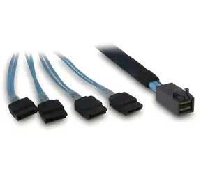 Inter-tech 88885670 čierna/modrá / Kábel / SFF-8643 - 4X SATA / 12 Gb/s / 50 cm