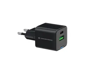 Conceptronic ALTHEA15B čierna / USB nabíjací adaptér / GaN / 1x USB-A / 1x USB-C / 20 W / PD