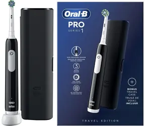 Oral-B Pro 1 Cross Action čierna / Elektrická zubná kefka / 3 čistiace režimy / 2-minútový časovač / cestovné puzdro