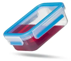 Emsa Clip & Close priehľadná/modrá 3,7 l / Dóza na potraviny / S odkvapkávacou miskou / BPA FREE / PP+TPE