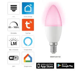 Alecto SMARTLIGHT30 / Chytrá LED žiarovka / E14 / Wi-Fi / RGB / 2000-4000K / 5W / stmievateľná