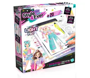 STYLE4EVER Návrhárska sada s LED podložkou / 10 šablón a nálepky / USB-C nabíjanie / od 6 rokov