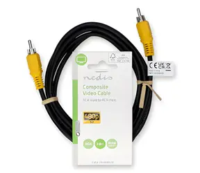 Nedis kompozitný video kábel čierna / Video kábel / RCA - RCA / 480p / 2 m