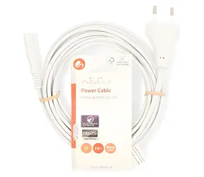 Nedis napájací kábel Euro(M) - IEC-320-C7 3 m biely / Napájací kábel / Priamy / Plochý PVC
