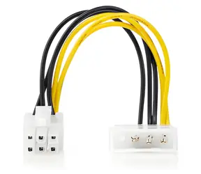 Nedis napájací kábel Molex - PCI Express, pozlátené / Napájací kábel / 0,20 m / čierna / žltá
