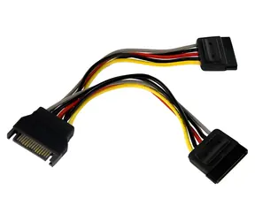StarTech SATA Power Y Splitter čierna / Napájací kábel / SATA 15-pin > 2x SATA 15-pin / 0,15 m