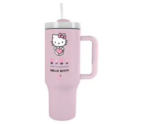 Pyramíd Hello Kitty Cestovný hrnček so slamkou / Detský hrnček / nerezová oceľ / 1200 ml