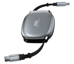 Devia Pro 2 USB-C - USB-C 1m šedá / Nabíjací kábel / roztiahnuteľný / PD 240W