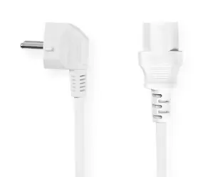 Nedis napájací kábel biela / Napájací kábel / typ F - IEC-320-C13 / uhlový / 10 A / 2 m