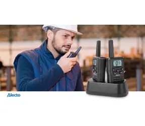 Alecto Sada 2 vysielačiek čierna / Vysielačky / dosah 10 km / 8 kanálov / PTT/VOX / nabíjacia základňa USB-C