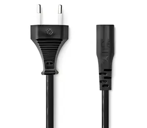 Nedis napájací kábel Euro-IEC320-C1 čierna / Napájací kábel / Poniklovaný / 2 m / Plochý / PVC
